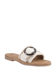 Hush Puppies Cream Hayley Buckle Slides - Image 3 of 4