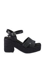 Hush Puppies Jamelia Espadrille Heel Black Sandals - Image 1 of 4