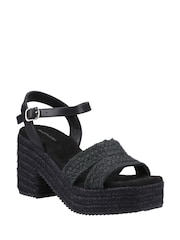 Hush Puppies Jamelia Espadrille Heel Black Sandals - Image 2 of 4