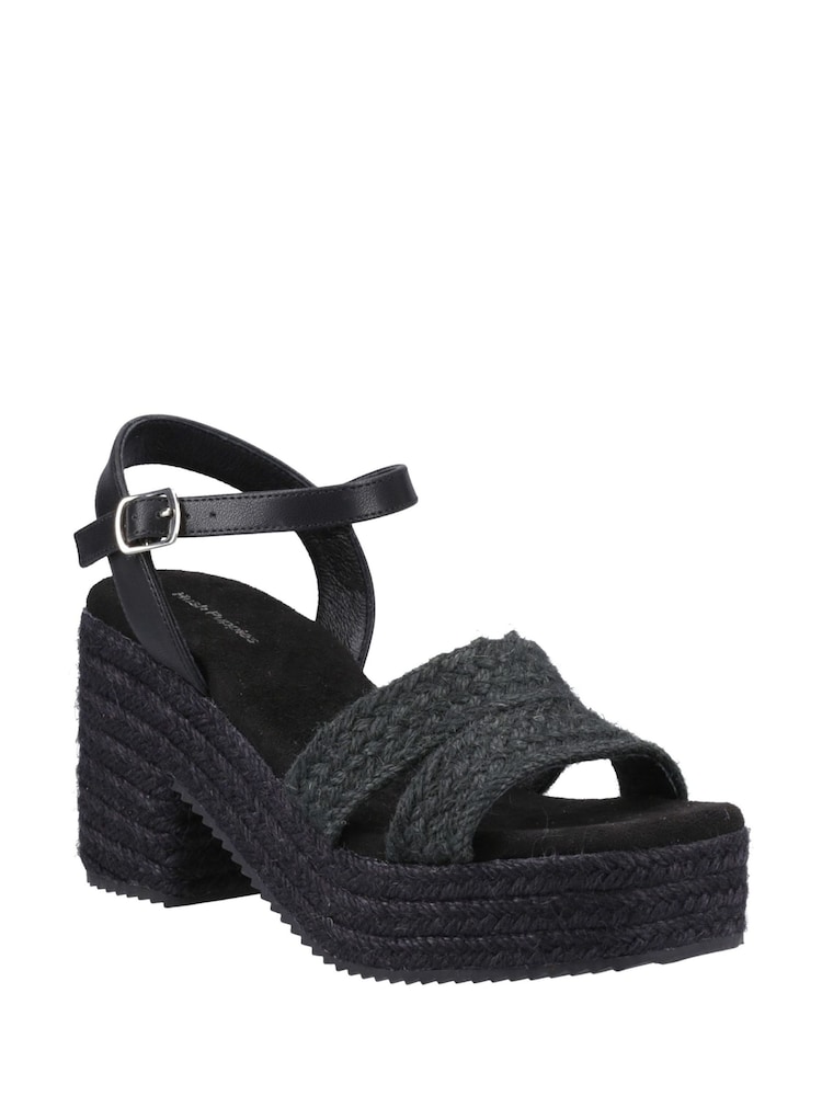 Hush Puppies Jamelia Espadrille Heel Black Sandals - Image 2 of 4