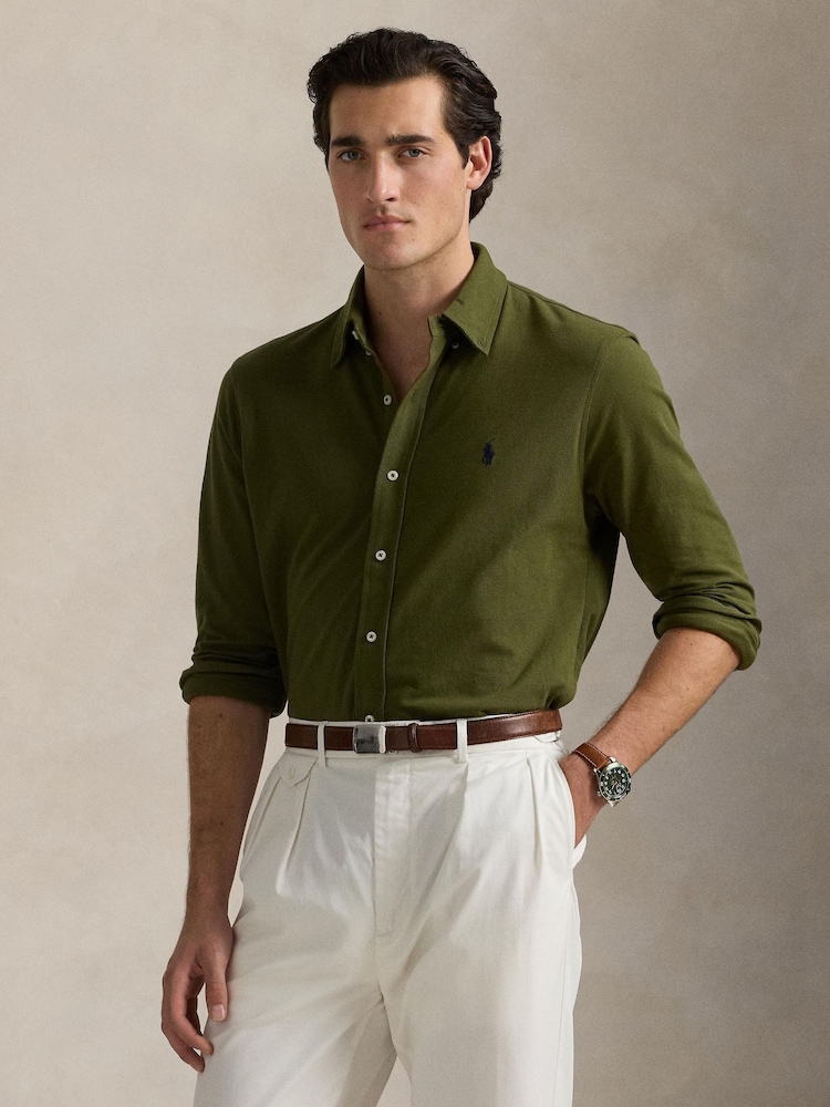 Polo Ralph Lauren Green Long Sleeve Knit Cotton Shirt - Image 1 of 5