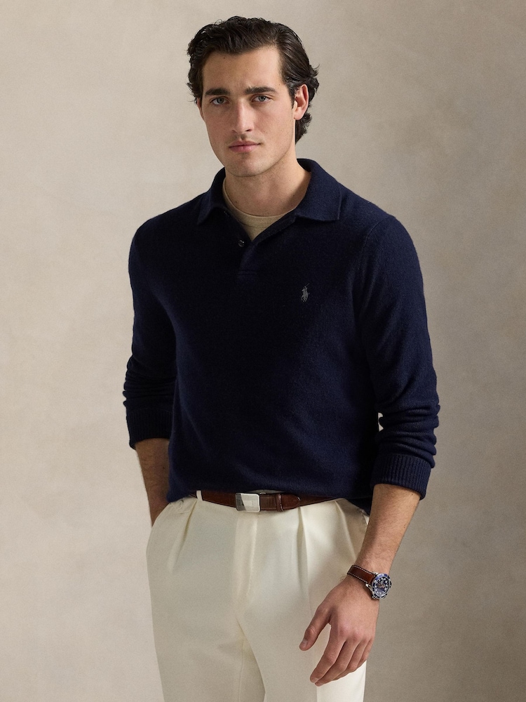 Polo Ralph Lauren Blue Long Sleeve Pullover Polo Shirt - Image 1 of 4
