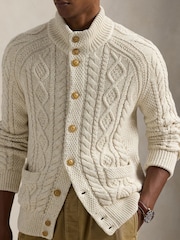 Polo Ralph Lauren Cream Long Sleeve Cotton Cardigan - Image 3 of 4