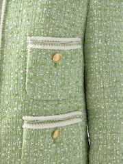 LK Bennett Green Petite Charlie Treetop & Birch Cotton Blend Tweed And Trim Jacket - Image 2 of 2