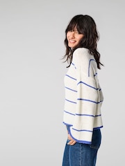 ONLY White Loose Round Neck Stripe Jumper - Image 2 of 7