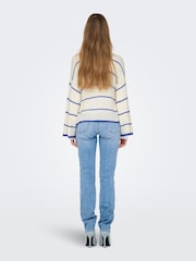 ONLY White Loose Round Neck Stripe Jumper - Image 4 of 7