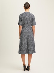 LK Bennett Grey Suzie Cotton Blend Tweed Button Through Dress - Image 2 of 4
