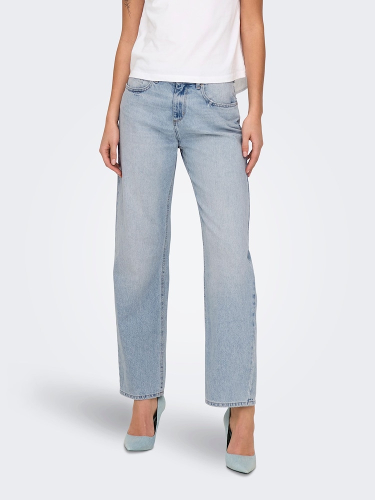 ONLY Blue Mid Waist Straight Fit Jeans - Image 2 of 6