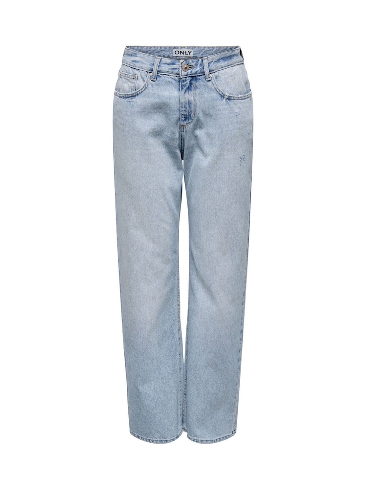 ONLY Blue Mid Waist Straight Fit Jeans - Image 6 of 6