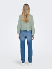 ONLY Green 3/4 Sleeve Crochet Jumper - Image 3 of 7