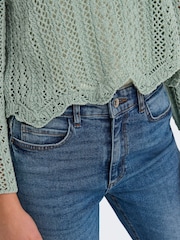 ONLY Green 3/4 Sleeve Crochet Jumper - Image 5 of 7