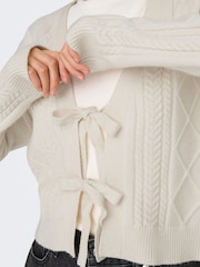 ONLY Natural Cosy Tie Front Cable Knitted Cardigan - Image 5 of 7