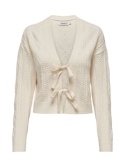 ONLY Natural Cosy Tie Front Cable Knitted Cardigan - Image 7 of 7