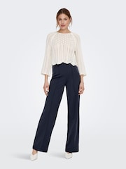 ONLY Cream 3/4 Sleeve Crochet Jumper - Image 6 of 7