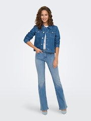 ONLY Navy Blue Mid Waist Flared Jeans With Comfort Stretch - Image 4 of 7