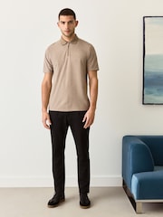 Neutral Brown Heritage Brushed Pattern Polo Shirt - Image 2 of 5