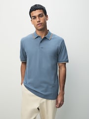 Blue Regular Fit Short Sleeve Tipped Polo Shirt - Image 1 of 7