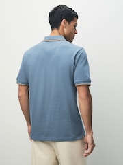 Blue Regular Fit Short Sleeve Tipped Polo Shirt - Image 3 of 7