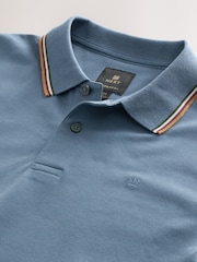 Blue Regular Fit Short Sleeve Tipped Polo Shirt - Image 7 of 7