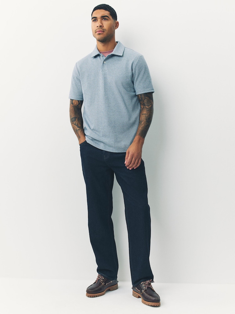 Blue Heritage Brushed Pattern Polo Shirt - Image 2 of 7