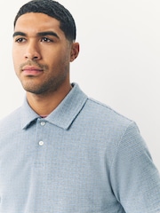 Blue Heritage Brushed Pattern Polo Shirt - Image 4 of 7