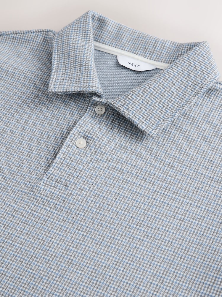 Blue Heritage Brushed Pattern Polo Shirt - Image 7 of 7