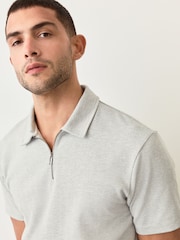Grey Heritage Brushed Pattern Polo Shirt - Image 1 of 7