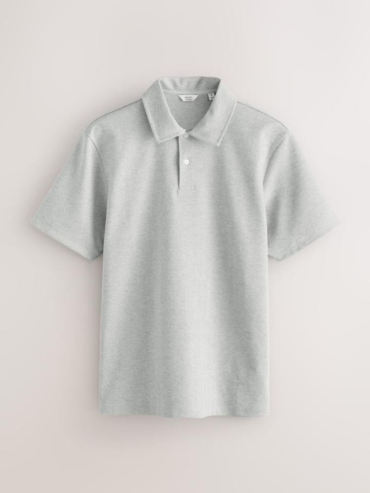 Grey Heritage Brushed Pattern Polo Shirt - Image 1 of 3 Grey Heritage Brushed Pattern Polo Shirt - Image 1 of 3