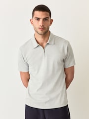 Grey Heritage Brushed Pattern Polo Shirt - Image 4 of 7