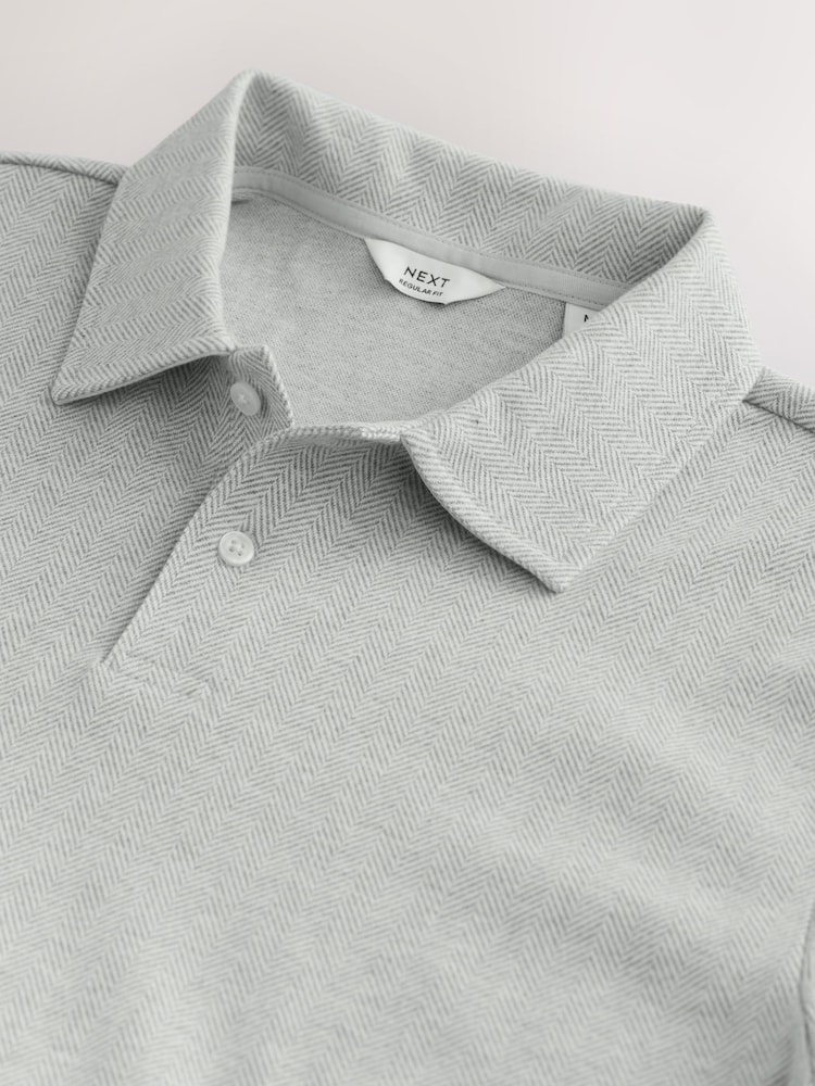 Grey Heritage Brushed Pattern Polo Shirt - Image 7 of 7
