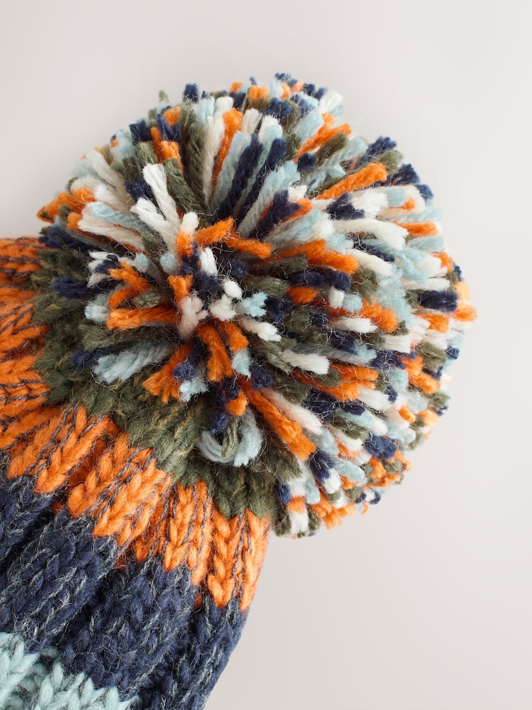 Navy Stripe Pom Beanie Hat (3mths-16yrs) - Image 4 of 4