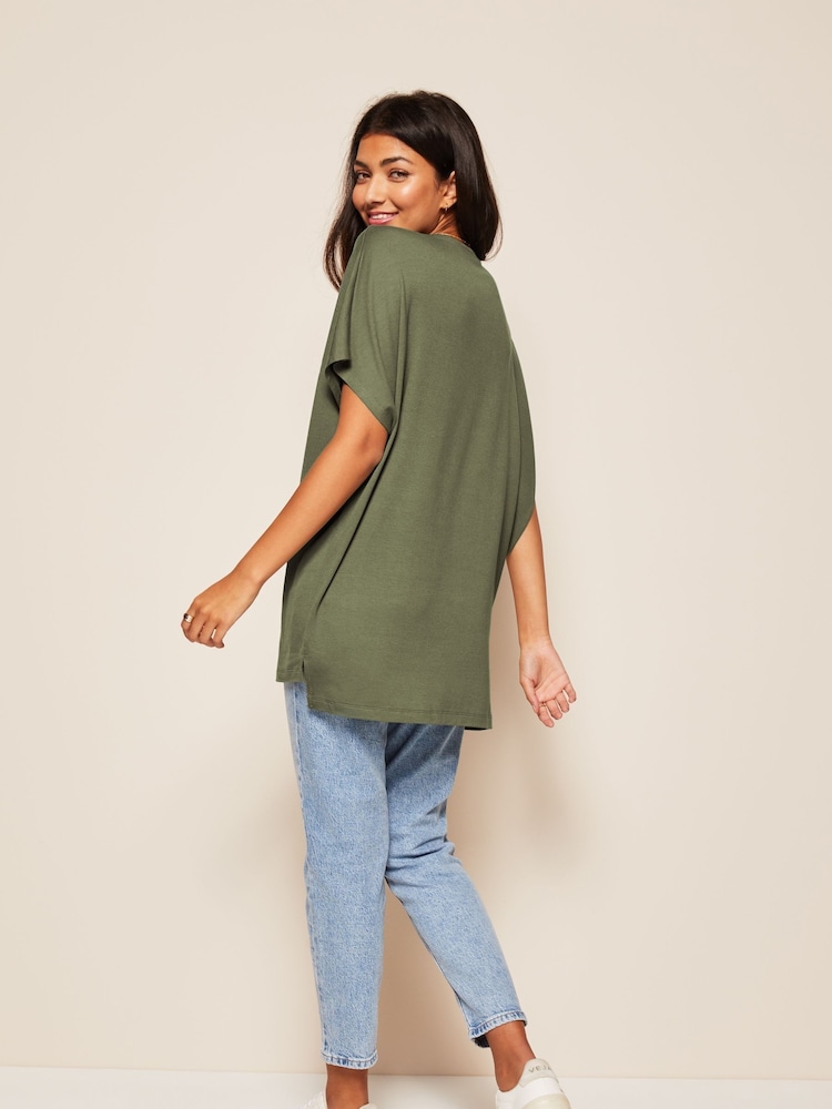 Friends Like These Khaki Green Short Sleeve Tunic - Image 2 of 4