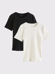 Friends Like These Black White Jersey Ribbed T-Shirts 2 Pack - Image 1 of 7
