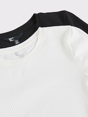 Friends Like These Black White Jersey Ribbed T-Shirts 2 Pack - Image 7 of 7