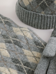 Grey/White Argyle Hat Scarf & Gloves Set 3 Piece (3-16yrs) - Image 3 of 4