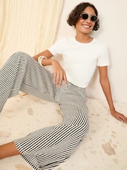Friends Like These Black and Ivory 100% Cotton Ribbed Jersey Tops and Vests 2 Pack - Image 3 of 7