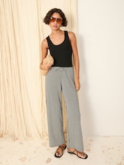 Friends Like These Black and Ivory 100% Cotton Ribbed Jersey Tops and Vests 2 Pack - Image 4 of 7