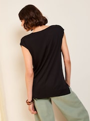 Friends Like These Black Short Sleeve Drape Tunic - Image 4 of 4