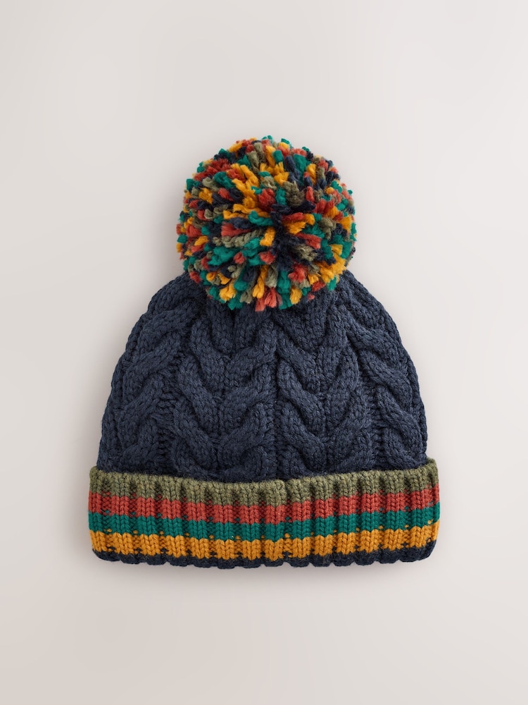 Multi Stripe Pom Beanie Hat (3mths-10yrs) - Image 1 of 3