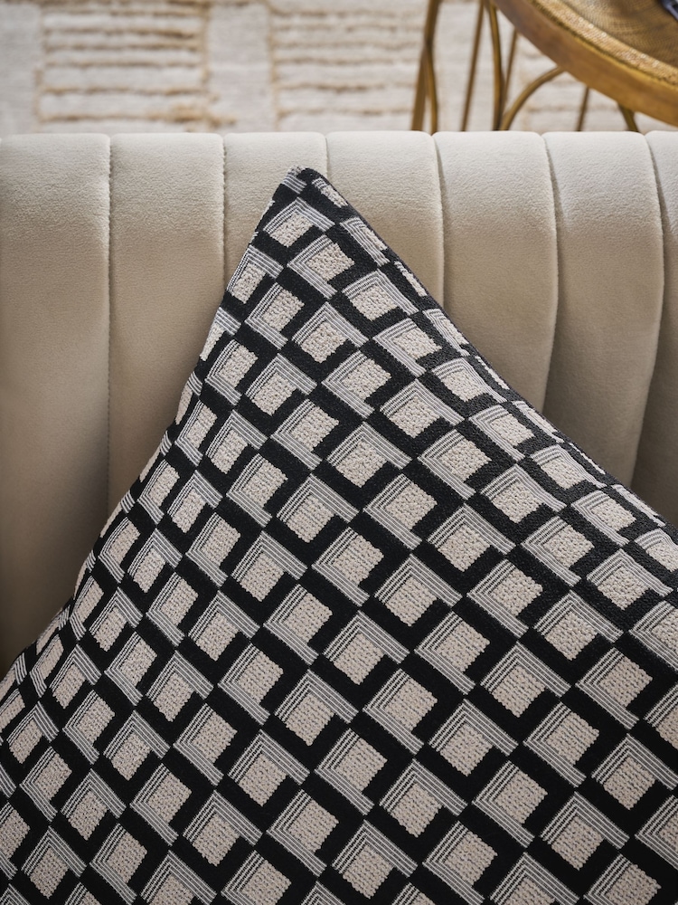 Monochrome 50 x 50cm Geometric Squares Cushion - Image 2 of 5 Monochrome 50 x 50cm Geometric Squares Cushion - Image 2 of 5