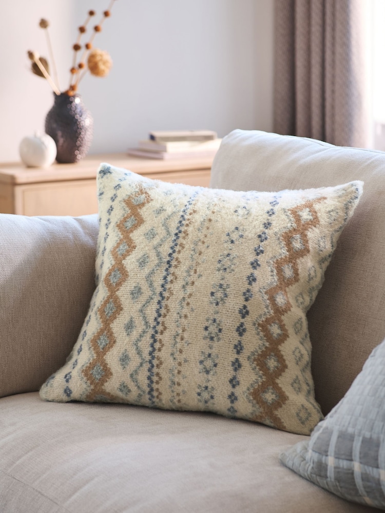 Green 50 x 50cm Fairisle Cushion - Image 1 of 4