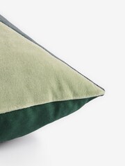 Dark Green 50 x 50cm Multi Patchwork Velvet Cushion - Image 5 of 5
