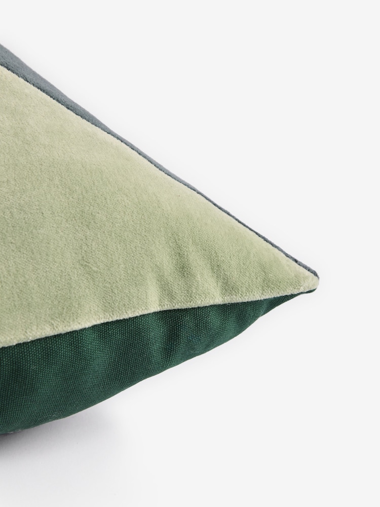 Dark Green 50 x 50cm Multi Patchwork Velvet Cushion - Image 5 of 5