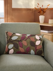 Green 50 x 30cm Tufted Leaf Cushion - Image 1 of 5
