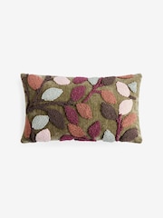 Green 50 x 30cm Tufted Leaf Cushion - Image 3 of 5