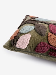 Green 50 x 30cm Tufted Leaf Cushion - Image 5 of 5