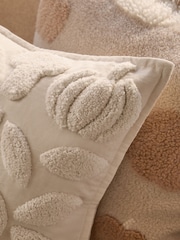 Natural 43 x 43cm Tufted Borg Pumpkin Cushion - Image 2 of 5