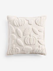 Natural 43 x 43cm Tufted Borg Pumpkin Cushion - Image 3 of 5