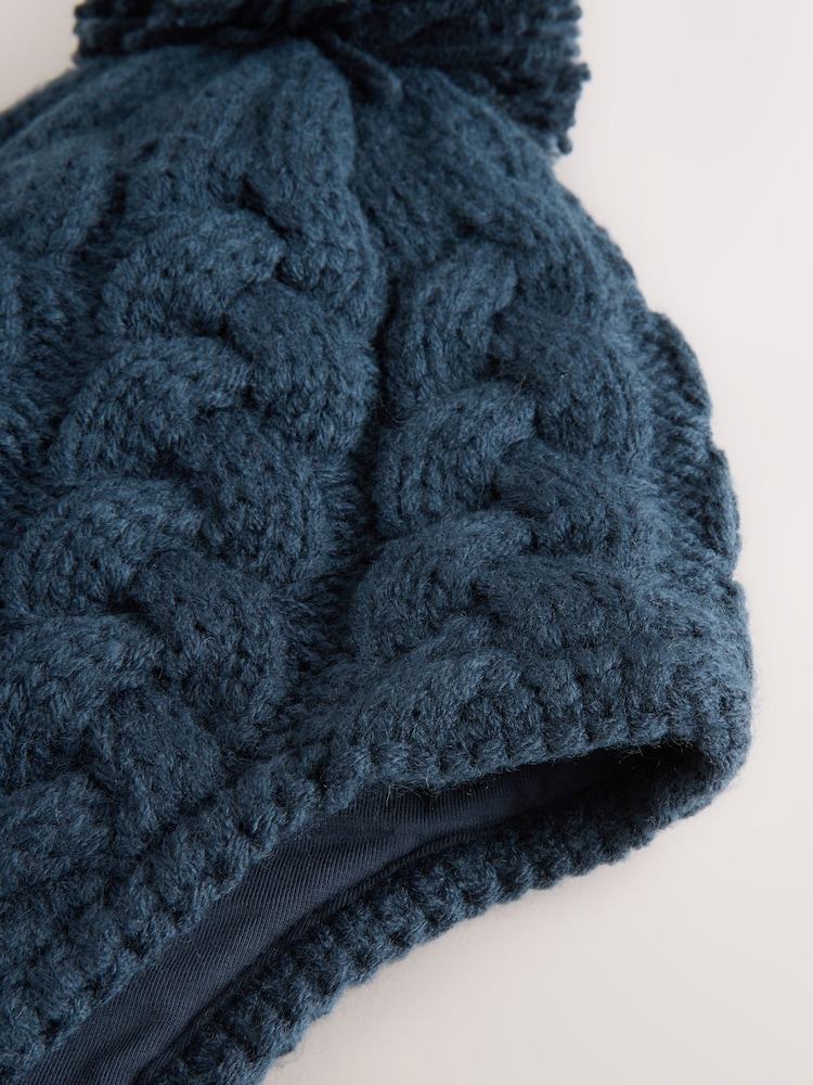 Marineblau/blau - Cable Knit Inca Pom Hat (3mths-10yrs) - Bild 3 von 3