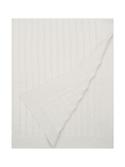 Emile Et Rose Knitted Natural 100% Cotton Blanket With Cable Knit & Ribbed Edge - Image 1 of 3